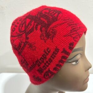 Apple Bottoms Vintage Red Graphic Knit Beanie, OS